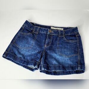 DKYN Jeans Women Cuffed Denim Dark Wash Blue Mid Rise Short Size 12